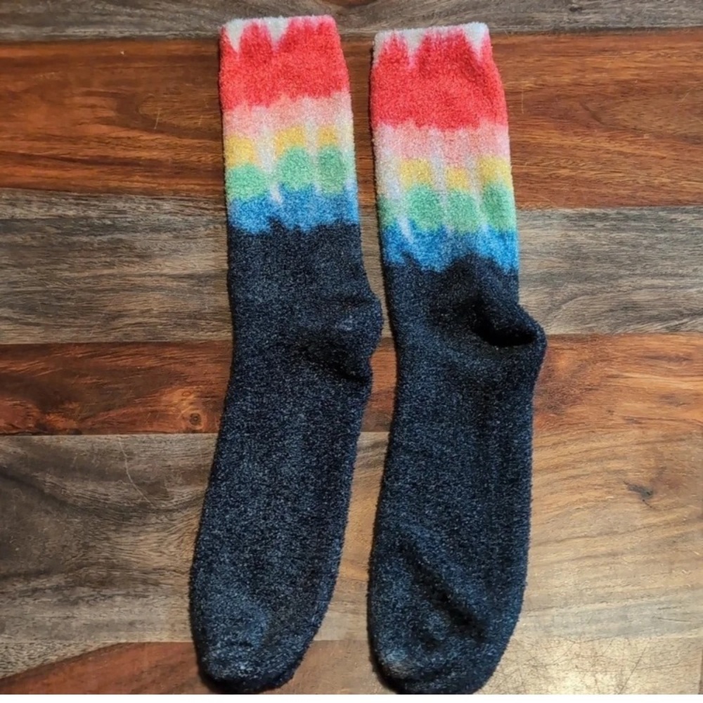 Land’s End Socks. Rainbow tie dye. Fuzzy material. New in bag. NWT